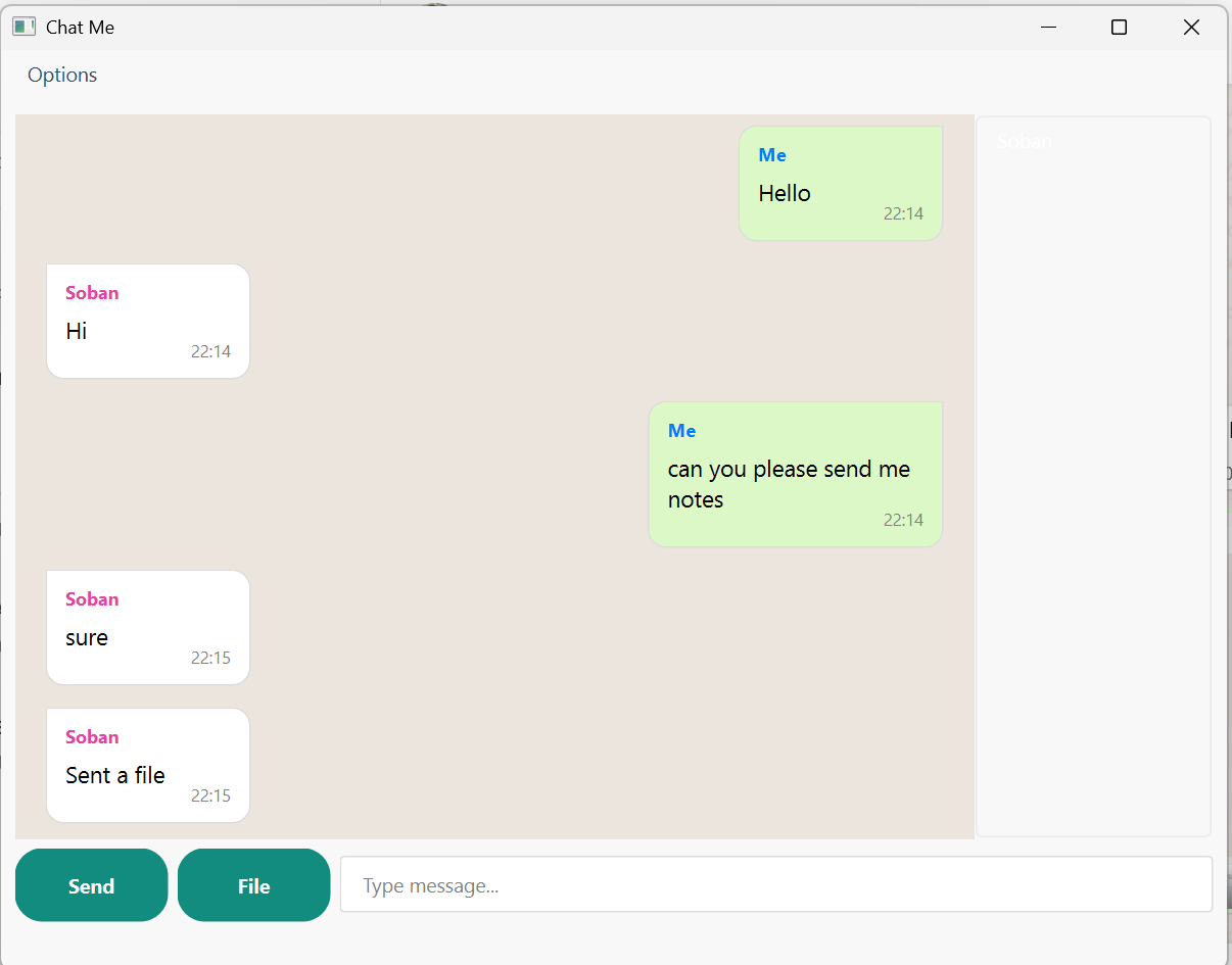 Active conversation in Chat-Me client